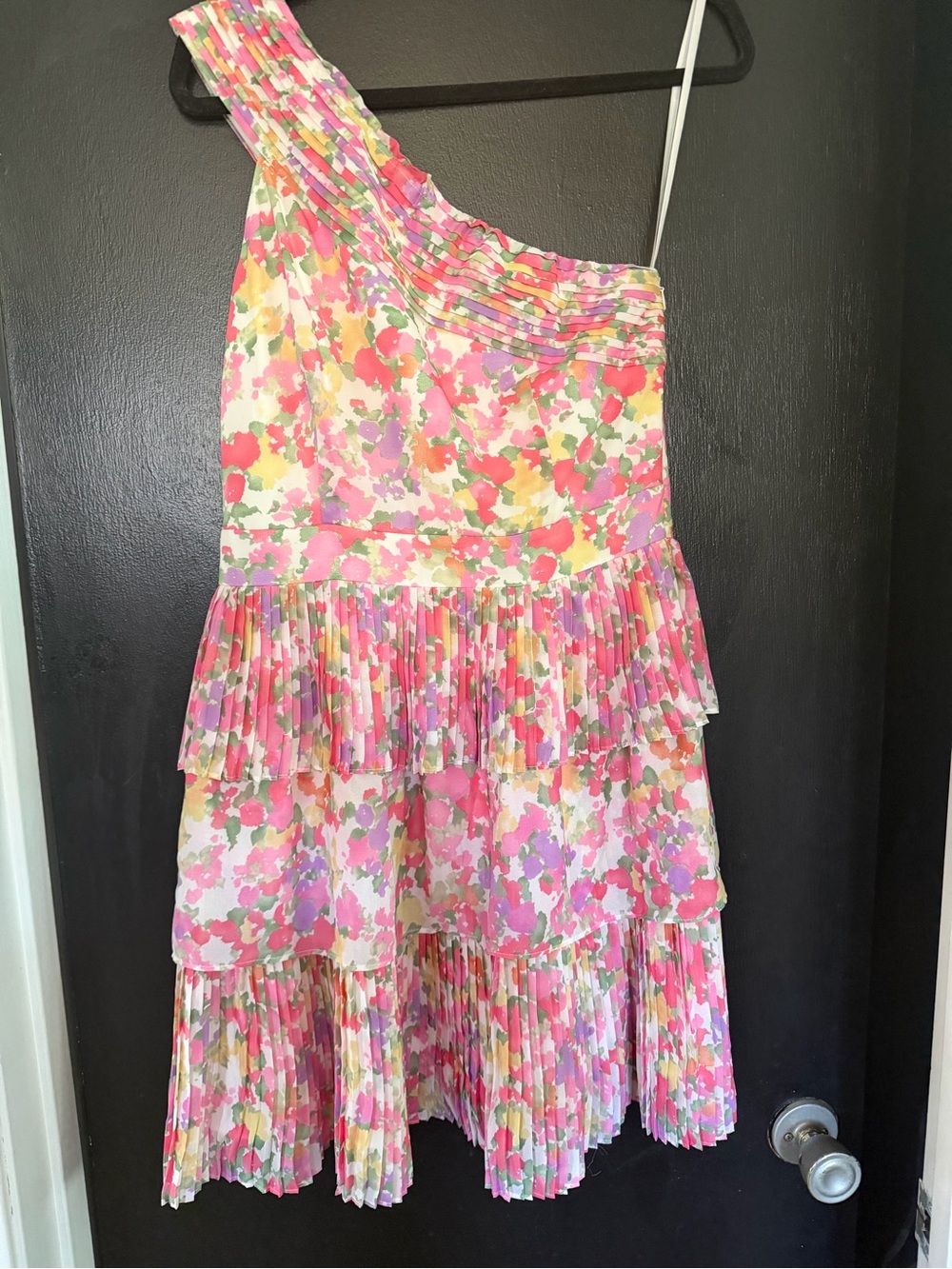 Gianni Bini One-Shoulder Floral Tiered Dress - Pink Multi